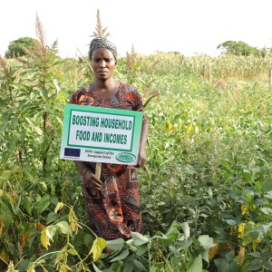 Judith of Ngwedo women's group in a mother garden of vegetables, Bulisa ditrict