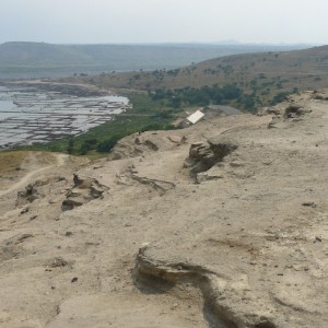 Photos showing degraded slopes of Lake Katwe