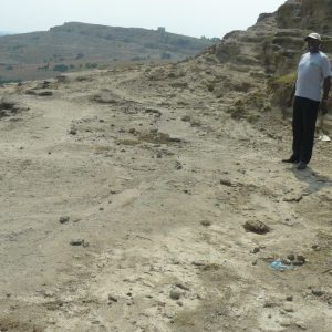 Photos showing degraded slopes of Lake Katwe