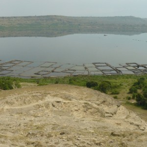 Photos showing degraded slopes of Lake Katwe